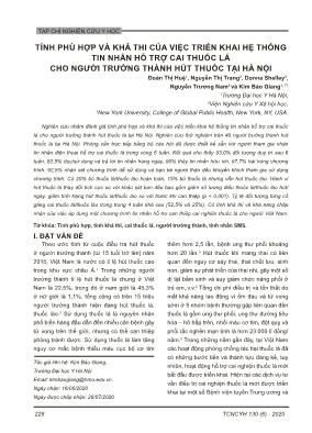 Tính phù hợp và khả thi của việc triển khai hệ thống tin nhắn hỗ trợ cai thuốc lá cho người trưởng thành hút thuốc tại Hà Nội