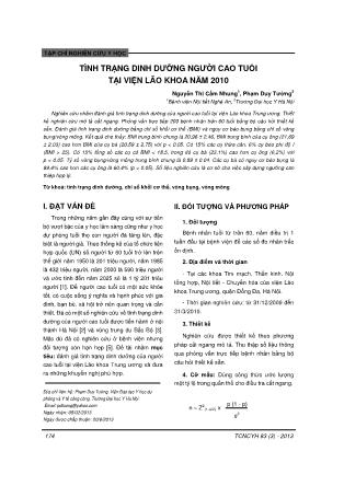 Tình trạng dinh dưỡng người cao tuổi tại viện lão khoa năm 2010