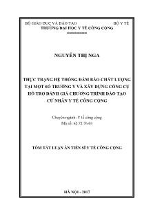 Tóm tắt Luận văn Thực trạng hệ thống đảm bảo chất lượng tại một số trường y và xây dựng công cụ hỗ trợ đánh giá chương trình đào tạo cử nhân y tế công cộng