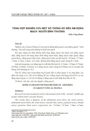 Tổng hợp nghiên cứu một số thông số siêu âm động mạch người bình thường