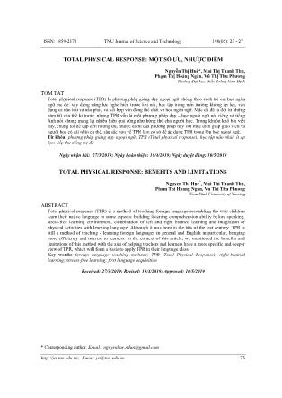 Total physical response: một số ưu, nhược điểm