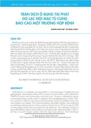 Tràn dịch ổ bụng tái phát do lạc nội mạc tử cung Báo cáo một trường hợp bệnh