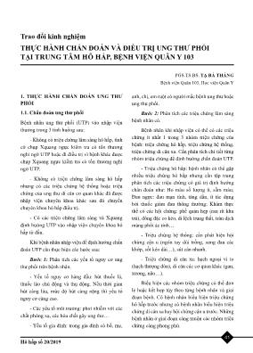 Trao đổi kinh nghiệm: Thực hành chẩn đoán và điều trị ung thư phổi tại trung tâm hô hấp, Bệnh viện Quân Y 103