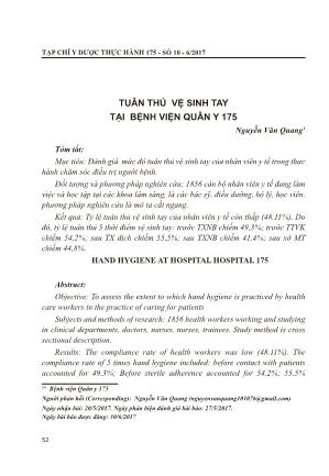 Tuân thủ vệ sinh tay tại Bệnh viện Quân Y 175