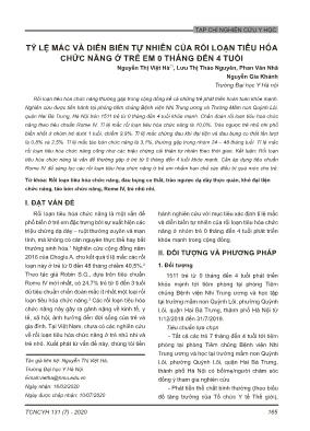 Tỷ lệ mắc và diễn biến tự nhiên của rối loạn tiêu hóa chức năng ở trẻ em 0 tháng đến 4 tuổi