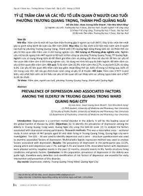 Tỷ lệ trầm cảm và các yếu tố liên quan ở người cao tuổi phường trương quang trọng, thành phố Quảng Ngãi