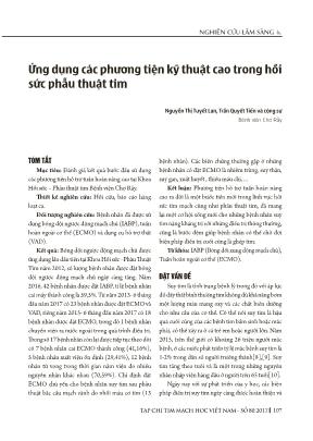 Ứng dụng các phương tiện kỹ thuật cao trong hồi sức phẫu thuật tim