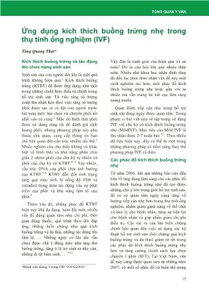 Ứng dụng kích thích buồng trứng nhẹ trong thụ tinh ống nghiệm (IVF)