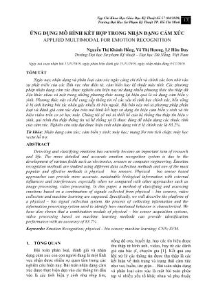 Ứng dụng mô hình kết hợp trong nhận dạng cảm xúc Ứng dụng mô hình kết hợp trong nhận dạng cảm xúc