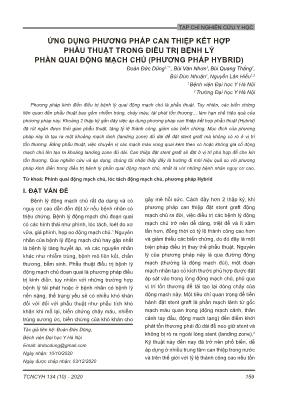 Ứng dụng phương pháp can thiệp kết hợp phẫu thuật trong điều trị bệnh lý phần quai động mạch chủ (phương pháp Hybrid)