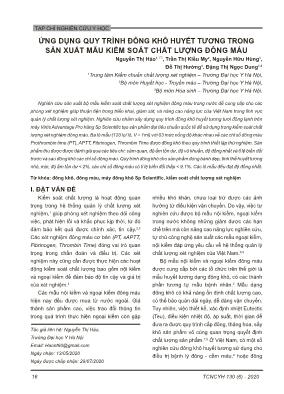 Ứng dụng quy trình đông khô huyết tương trong sản xuất mẫu kiểm soát chất lượng đông máu