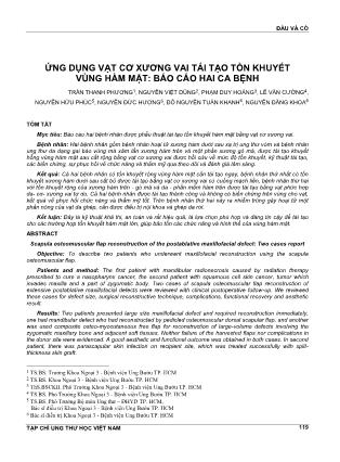 Ứng dụng vạt cơ xương vai tái tạo tổn khuyết vùng hàm mặt: Báo cáo hai ca bệnh