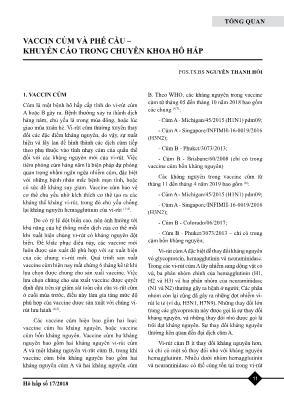 Vaccin cúm và phế cầu - khuyến cáo trong chuyên khoa hô hấp