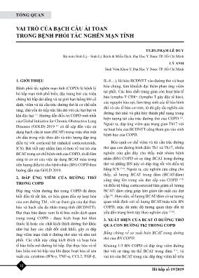 Vai trò của bạch cầu ái toan trong bệnh phổi tắc nghẽn mạn tính