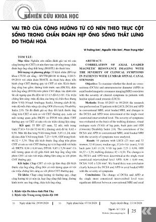 Vai trò của cộng hưởng từ có nén theo trục cột sống trong chẩn đoán hẹp ống sống thắt lưng do thoái hoá