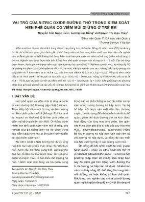 Vai trò của nitric oxide đường thở trong kiểm soát hen phế quản có viêm mũi dị ứng ở trẻ em