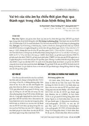 Vai trò của siêu âm ba chiều thời gian thực qua thành ngực trong chẩn đoán bệnh thông liên nhĩ Vai trò của siêu âm ba chiều thời gian thực qua thành ngực trong chẩn đoán bệnh thông liên nhĩ