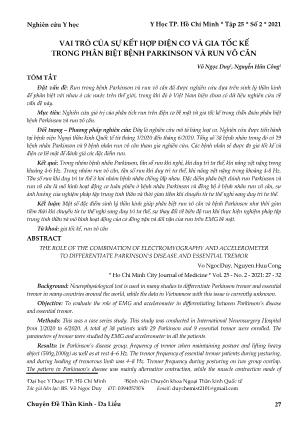 Vai trò của sự kết hợp điện cơ và gia tốc kế trong phân biệt bệnh Parkinson và run vô căn