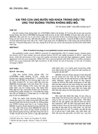 Vai trò của ung bướu nội khoa trong điều trị ung thư buồng trứng không biểu mô Vai trò của ung bướu nội khoa trong điều trị ung thư buồng trứng không biểu mô
