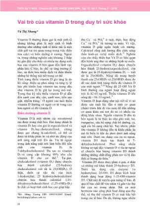 Vai trò của vitamin D trong duy trì sức khỏe