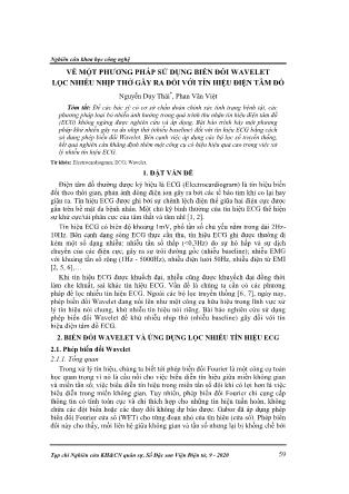 Về một phương pháp sử dụng biến đổi wavelet lọc nhiễu nhịp thở gây ra đối với tín hiệu điện tâm đồ