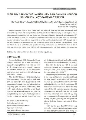 Viêm tụy cấp có thể là biểu hiện ban đầu của Henoch Schönlein: một ca bệnh ở trẻ em