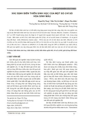 Xác định biến thiên sinh học của một số chỉ số hóa sinh máu