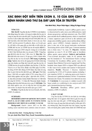 Xác định đột biến trên exon 8, 10 của gen CDH1 ở bệnh nhân ung thư dạ dày lan tỏa di truyền