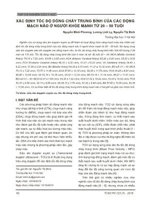 Xác định tốc độ dòng chảy trung bình của các động mạch não ở người khỏe mạnh từ 20 – 50 tuổi