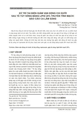 Xử trí tai biến giảm vận động chi dưới sau tê tủy sống bằng lipid 20% truyền tĩnh mạch: Báo cáo ca lâm sàng