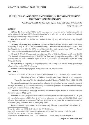 27 hiệu quả của bổ sung Amphiregulin trong môi trường trưởng thành noãn non