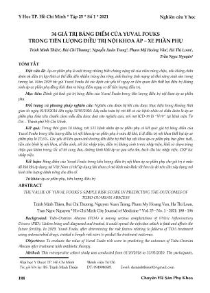 34 giá trị bảng điểm của Yuval Fouks trong tiên lượng điều trị nội khoa áp - xe phần phụ