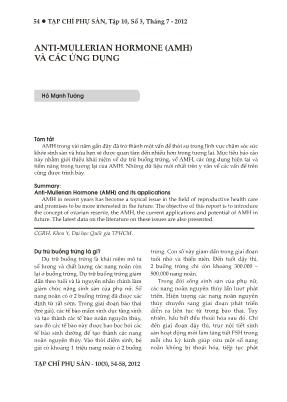 Anti-Mullerian Hormone (AMH) và các ứng dụng