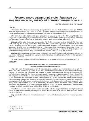 Áp dụng thang điểm IHC4 để phân tầng nguy cơ ung thư vú có thụ thể nội tiết dương tính giai đoạn I - II