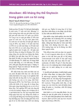 Atosiban: đối kháng thụ thể Oxytocin trong giảm cơn co tử cung