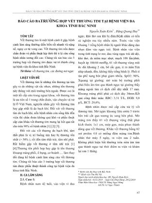 Báo cáo batrường hợp vết thương tim tại Bệnh viện Đa khoa tỉnh Bắc Ninh