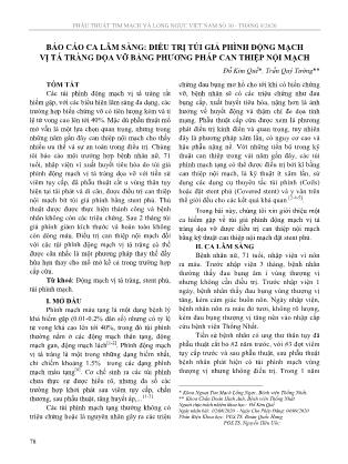 Báo cáo ca lâm sàng: điều trị túi giả phình động mạch vị tá tràng dọa vỡ bằng phương pháp can thiệp nội mạch