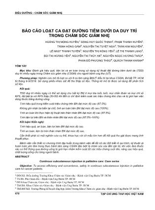 Báo cáo loạt ca đặt đường tiêm dưới da duy trì trong chăm sóc giảm nhẹ