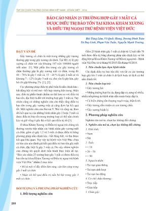 Báo cáo nhân 25 trường hợp gãy 3 mắt cá được điều trị bảo tồn tại khoa khám xương và điều trị ngoại trú Bệnh viện Việt Đức