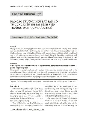 Báo cáo trường hợp bất sản cổ tử cung điều trị tại bệnh viện trường Đại học Y Dược Huế