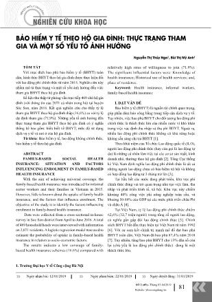 Bảo hiểm y tế theo hộ gia đình: Thực trạng tham gia và một số yếu tố ảnh hưởng