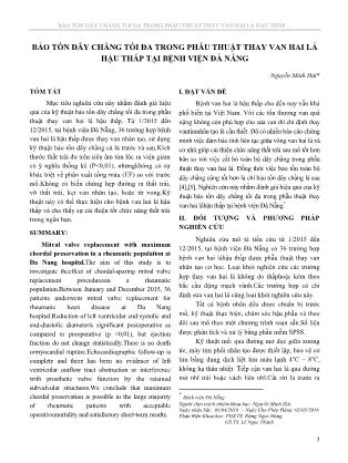 Bảo tồn dây chằng tối đa trong phẫu thuật thay van hai lá hậu thấp tại Bệnh viện Đà Nẵng