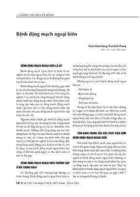 Bệnh Động mạch ngoại BiÊn là gÌ? Bệnh động mạchBệnh động mạch ngoại biên