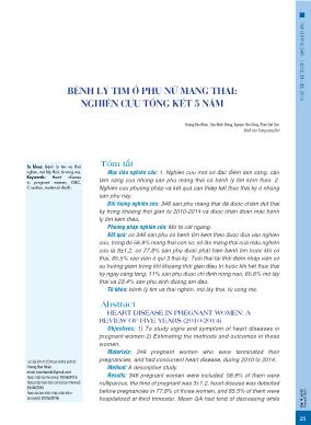 Bệnh lý tim ở phụ nữ mang thai: nghiên cứu tổng kết 5 năm