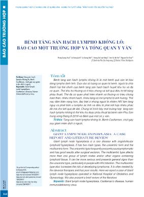 Bệnh tăng sản hạch Lympho khổng lồ: Báo cáo một trường hợp và tổng quan y văn