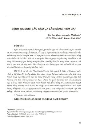 Bệnh Wilson: Báo cáo ca lâm sàng hiếm gặp