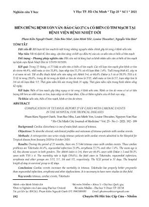 Biến chứng bệnh uốn ván: Báo cáo 27 ca có biến cố tim mạch tại Bệnh viện Bệnh Nhiệt đới