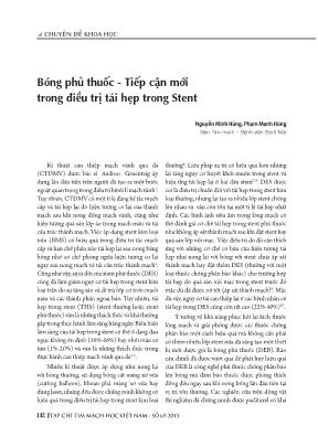 Bóng phủ thuốc - Tiếp cận mới trong điều trị tái hẹp trong stent