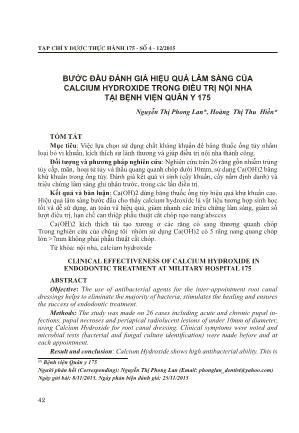 Bước đầu đánh giá hiệu quả lâm sàng của calcium hydroxide trong điều trị nội nha tại Bệnh viện Quân Y 175