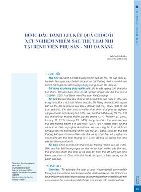 Bước đầu đánh giá kết quả chọc ối xét nghiệm nhiễm sắc thể thai nhi tại Bệnh viện Phụ sản - Nhi Đà Nẵng